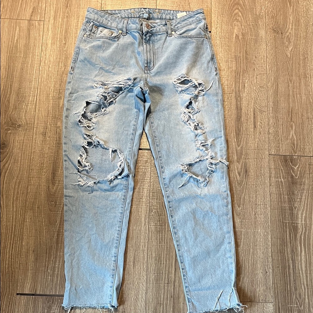 Seven7 Light Blue Ripped Boyfriend Jeans Size 6
